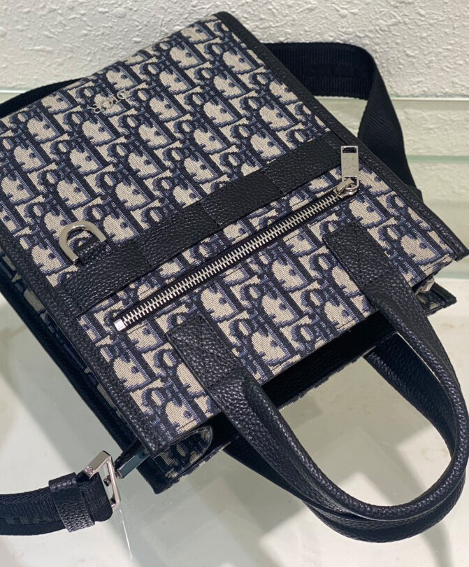 Christian Dior Safari North-South Tote Bag Dark Blue